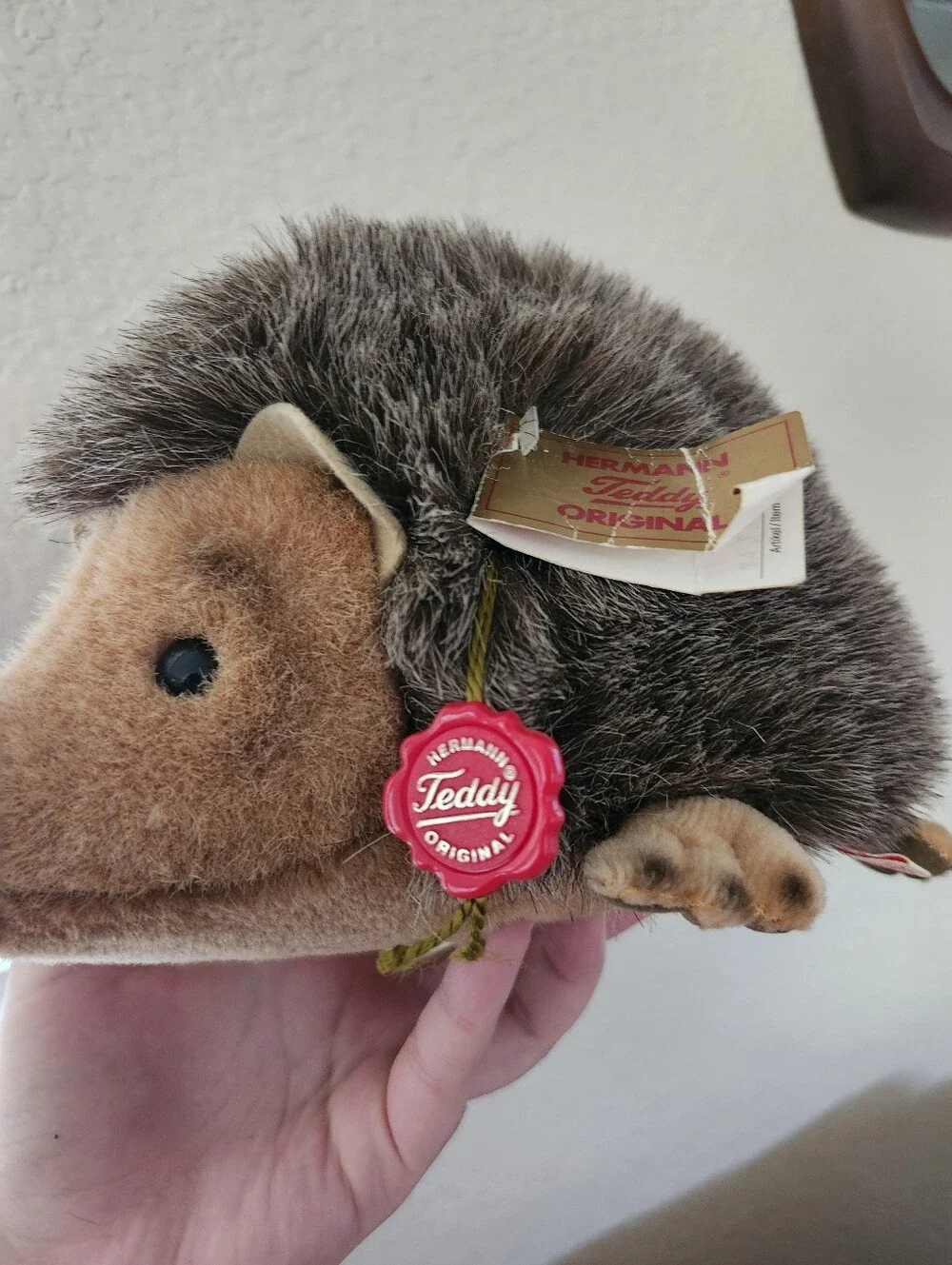 Hermann Teddy Brown Plush Hedgehog Stuffed Animal